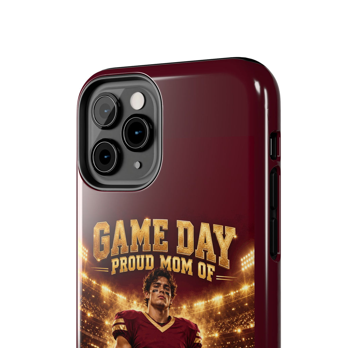 Personalized Game Day Proud Mom Photo Phone Case – Burgundy & Gold
