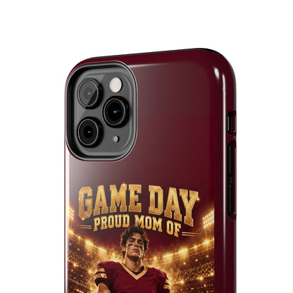 Personalized Game Day Proud Mom Photo Phone Case – Burgundy & Gold