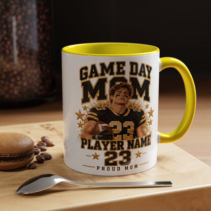 Personalized Game Day Mom Photo Mug – Custom Football Player Name & Number