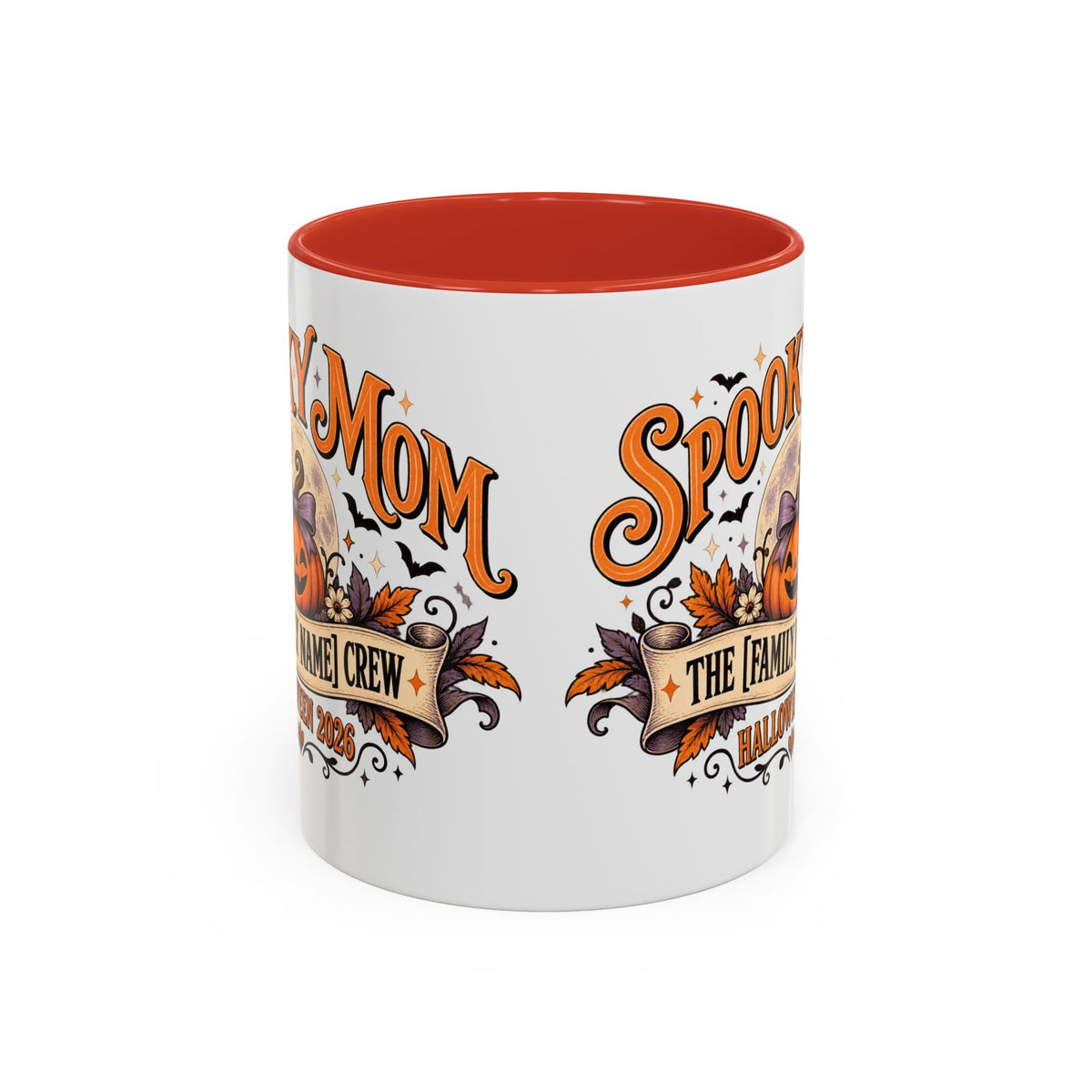 Personalized Spooky Mom Halloween Mug, Custom Family Name Coffee Cup, Halloween Mom Gift, Pumpkin Mug, Fall Gift for Mom