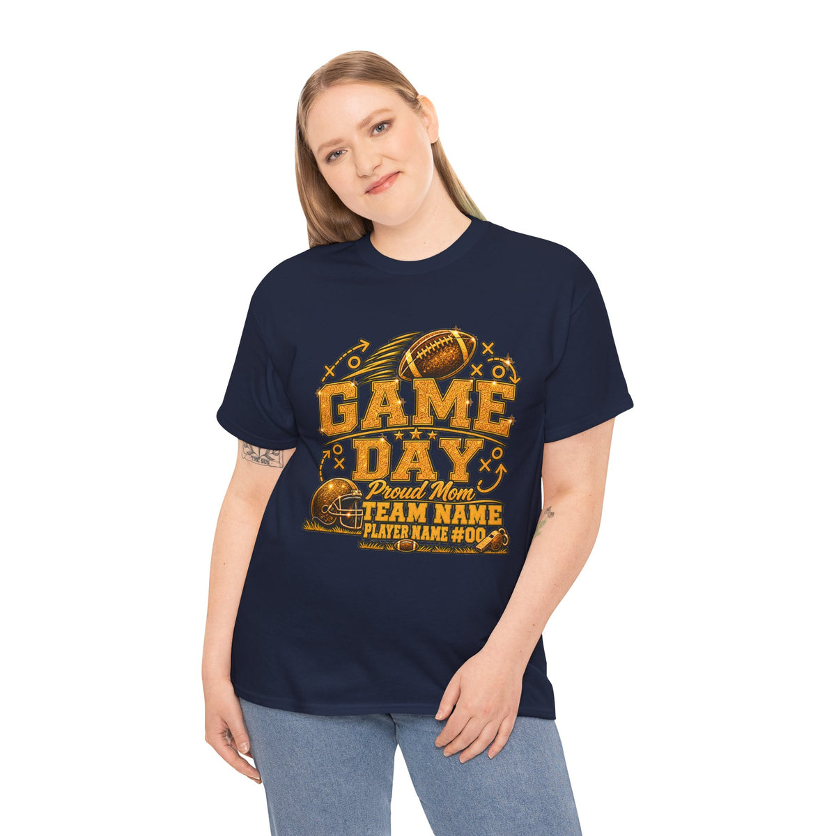 Personalized Football Mom Shirt, Game Day Proud Mom Tee, Senior Mom 2027 Shirt, Custom Player Name Number, Glitter Effect Football Gift