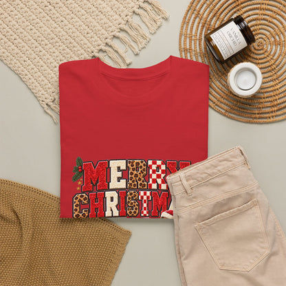 Personalized Merry Christmas Family Photo Shirt — Leopard & Printed Glitter