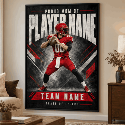 Proud Mom football framed poster – Red Quarterback lifestyle preview