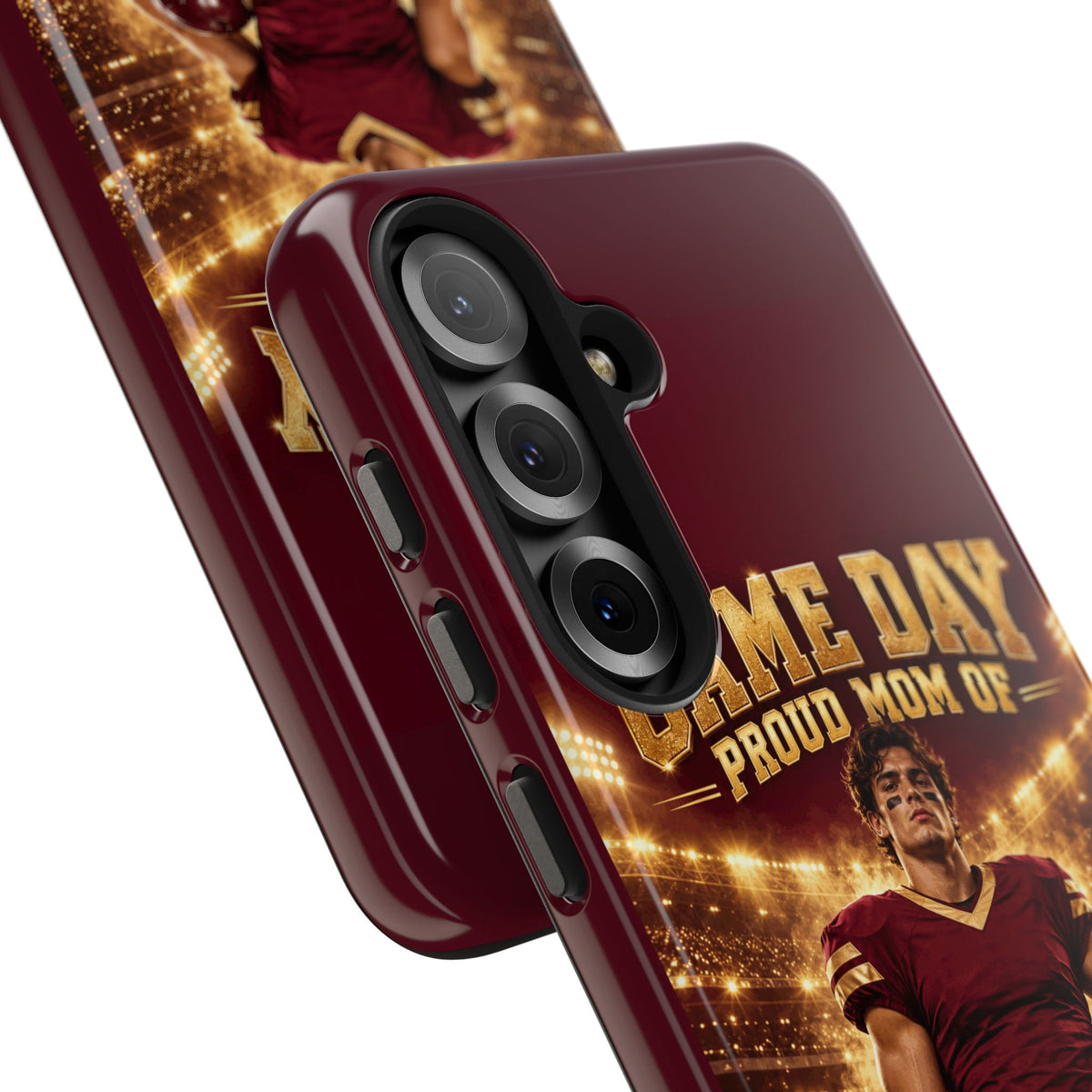 Personalized Game Day Proud Mom Photo Phone Case – Burgundy & Gold
