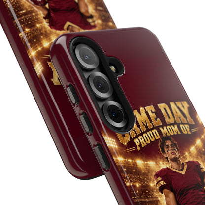 Personalized Game Day Proud Mom Photo Phone Case – Burgundy & Gold