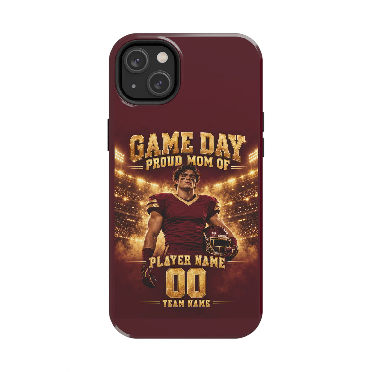 Personalized Game Day Proud Mom Photo Phone Case – Burgundy & Gold