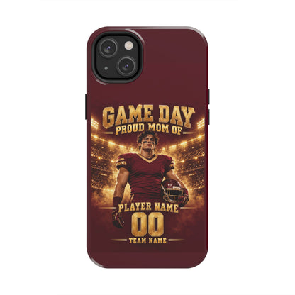 Personalized Game Day Proud Mom Photo Phone Case – Burgundy & Gold