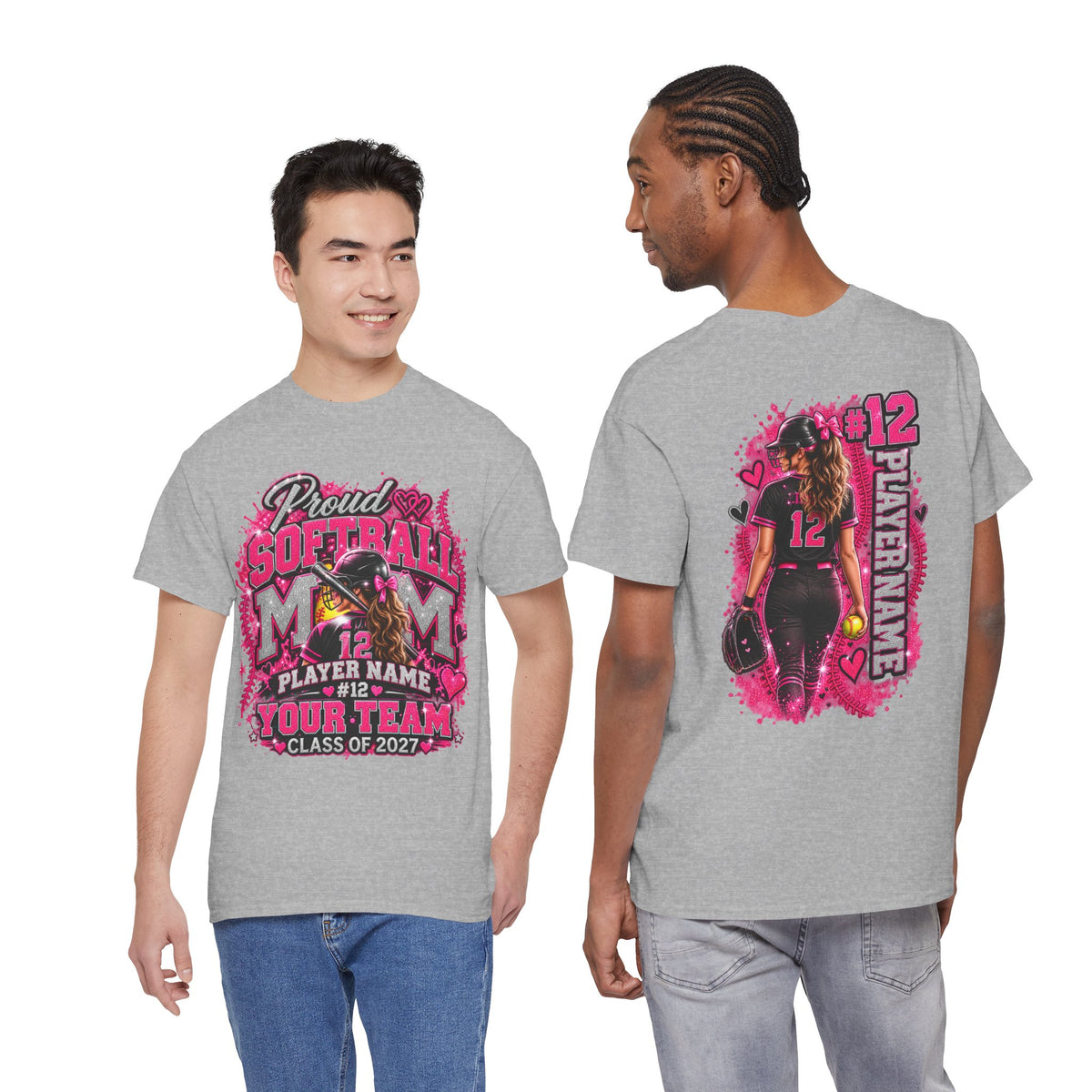 Personalized Softball Mom Shirt, Custom Player Name Number Team, Proud Softball Mom Tee, Class of 2027, Game Day Mom Gift