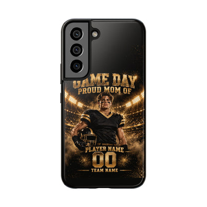 Personalized Game Day Proud Mom Photo Phone Case – Black & Gold