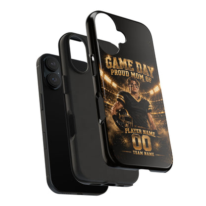 Personalized Game Day Proud Mom Photo Phone Case – Black & Gold