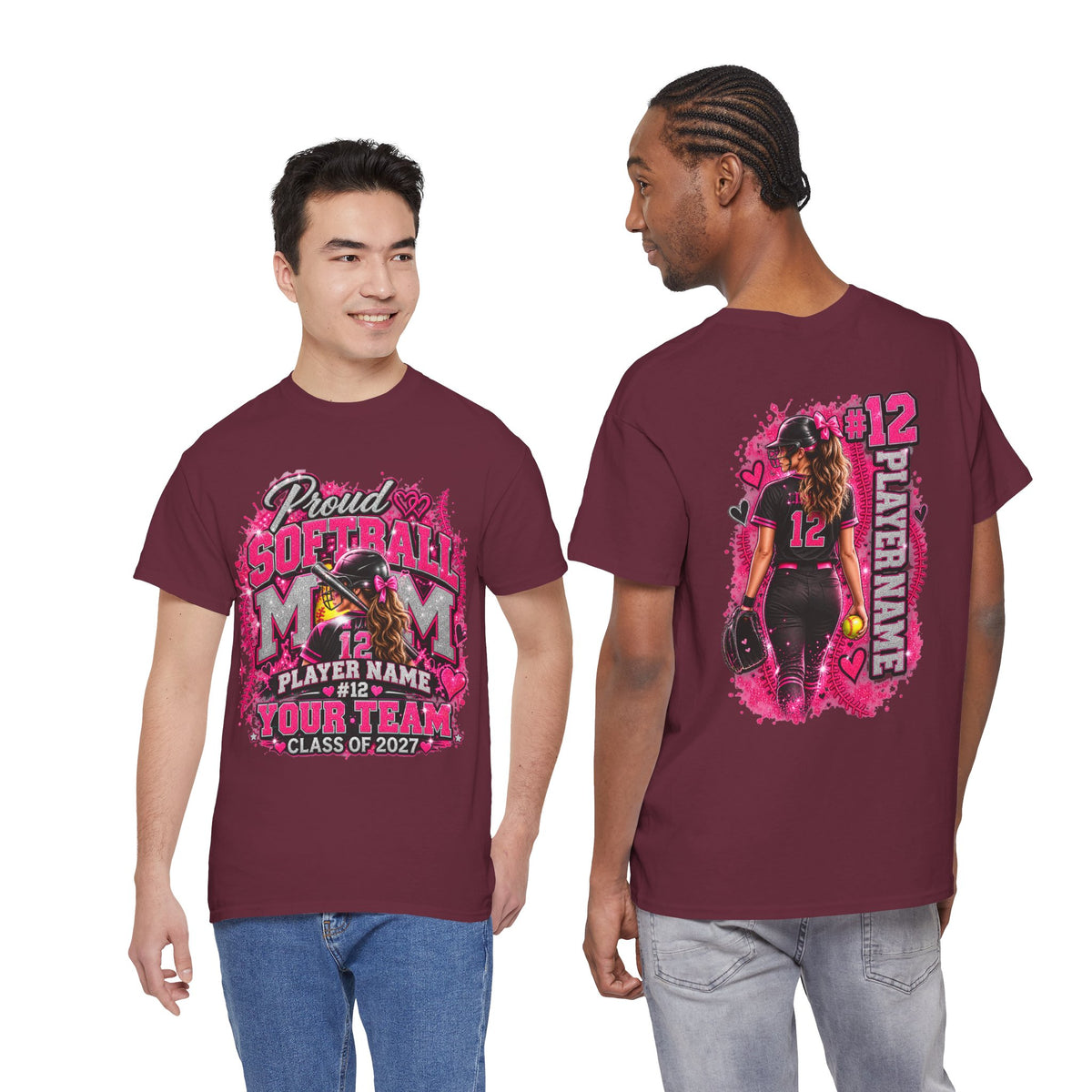 Personalized Softball Mom Shirt, Custom Player Name Number Team, Proud Softball Mom Tee, Class of 2027, Game Day Mom Gift