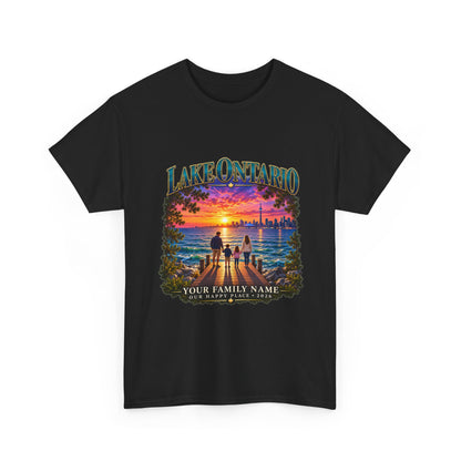 Personalized Lake Ontario Family T-Shirt – Toronto Sunset, Custom Family Name & Our Happy Place