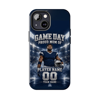 Personalized Game Day Proud Mom Photo Phone Case – Navy & Silver