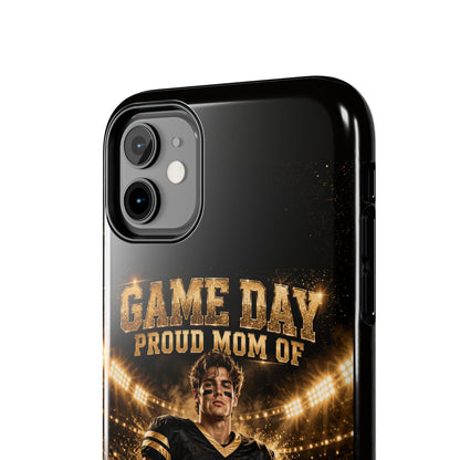 Personalized Game Day Proud Mom Photo Phone Case – Black & Gold