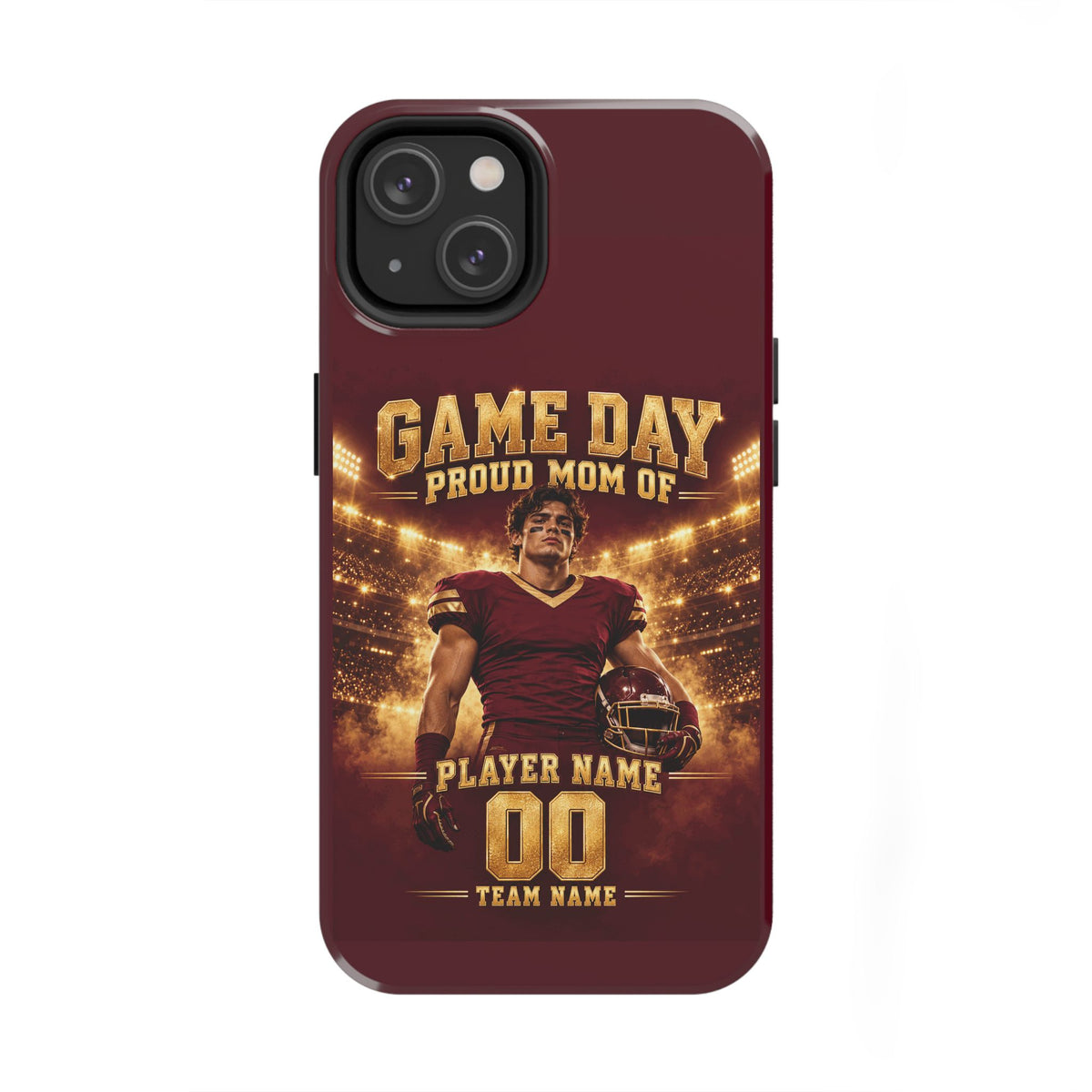 Personalized Game Day Proud Mom Photo Phone Case – Burgundy & Gold