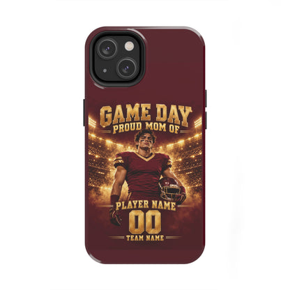 Personalized Game Day Proud Mom Photo Phone Case – Burgundy & Gold