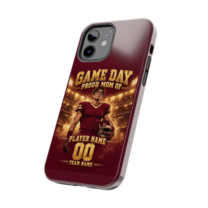 Personalized Game Day Proud Mom Photo Phone Case – Burgundy & Gold