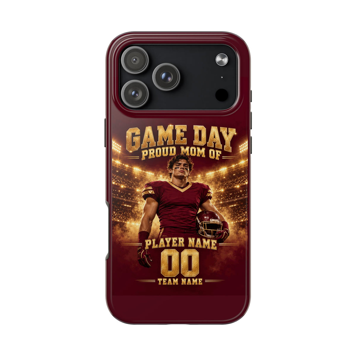 Personalized Game Day Proud Mom Photo Phone Case – Burgundy & Gold