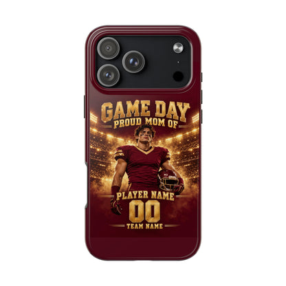 Personalized Game Day Proud Mom Photo Phone Case – Burgundy & Gold