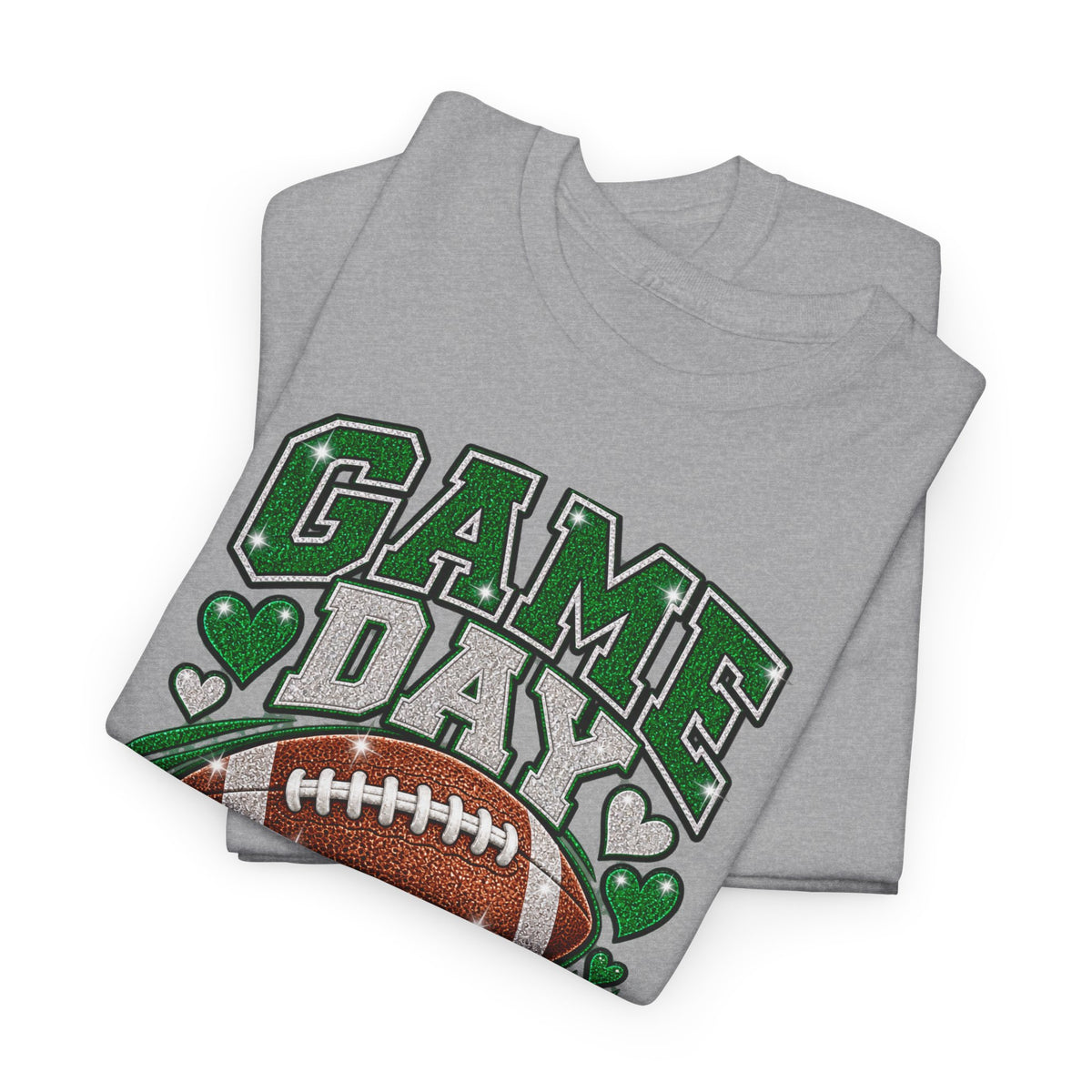 Personalized Game Day Football Grandma Shirt — Emerald Silver