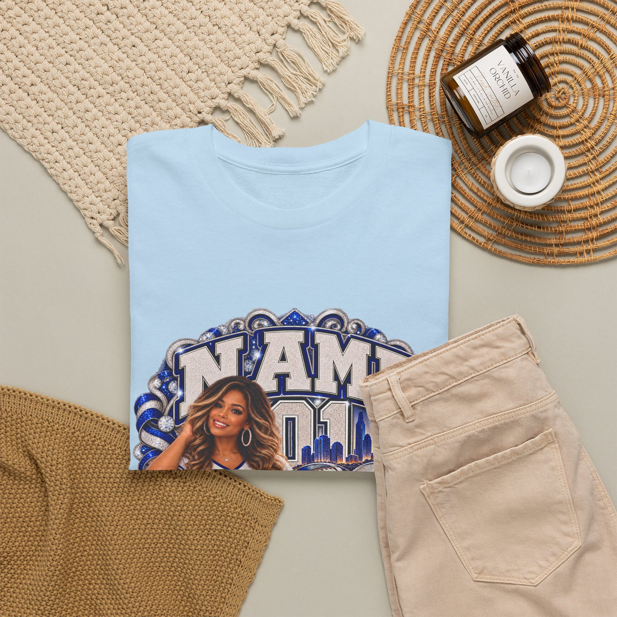 Personalized Football Mom Shirt – Custom Player Name, Number & Team Name – Lady Mascot Game Day Mom Tee – Glitter Effect