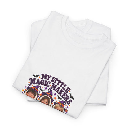 MY LITTLE MAGIC MAKERS – Personalized Halloween Mom Photo T-Shirt – 3 Kids Photos & Names