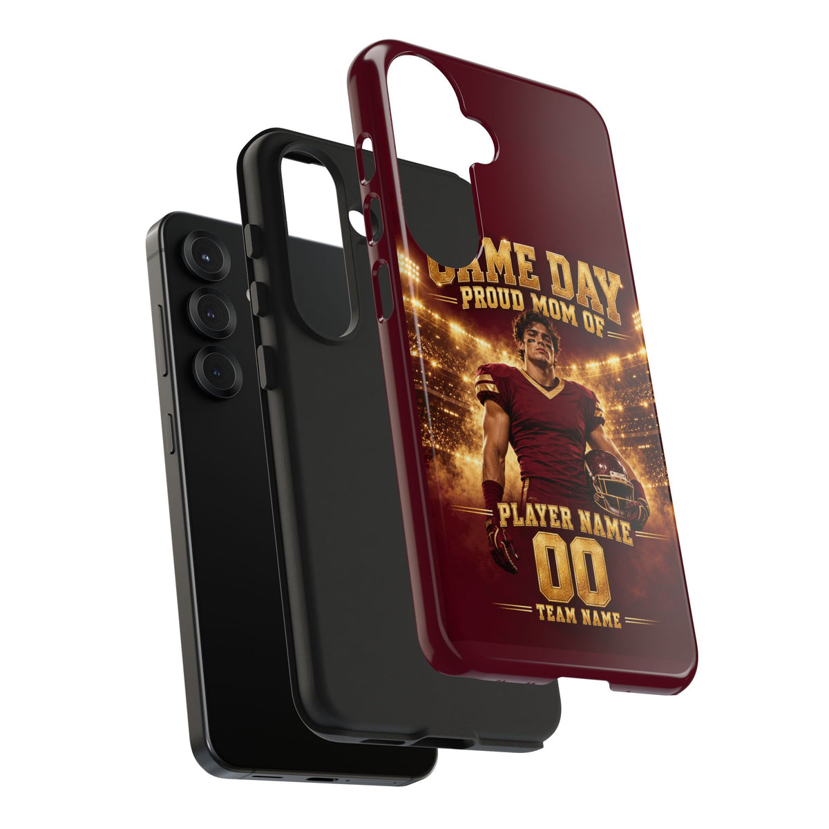 Personalized Game Day Proud Mom Photo Phone Case – Burgundy & Gold