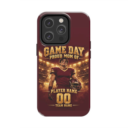 Personalized Game Day Proud Mom Photo Phone Case – Burgundy & Gold