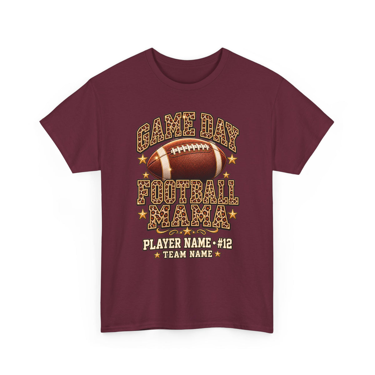 Personalized Game Day Football Mama Shirt — Leopard Gold