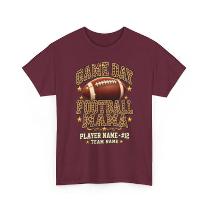 Personalized Game Day Football Mama Shirt — Leopard Gold