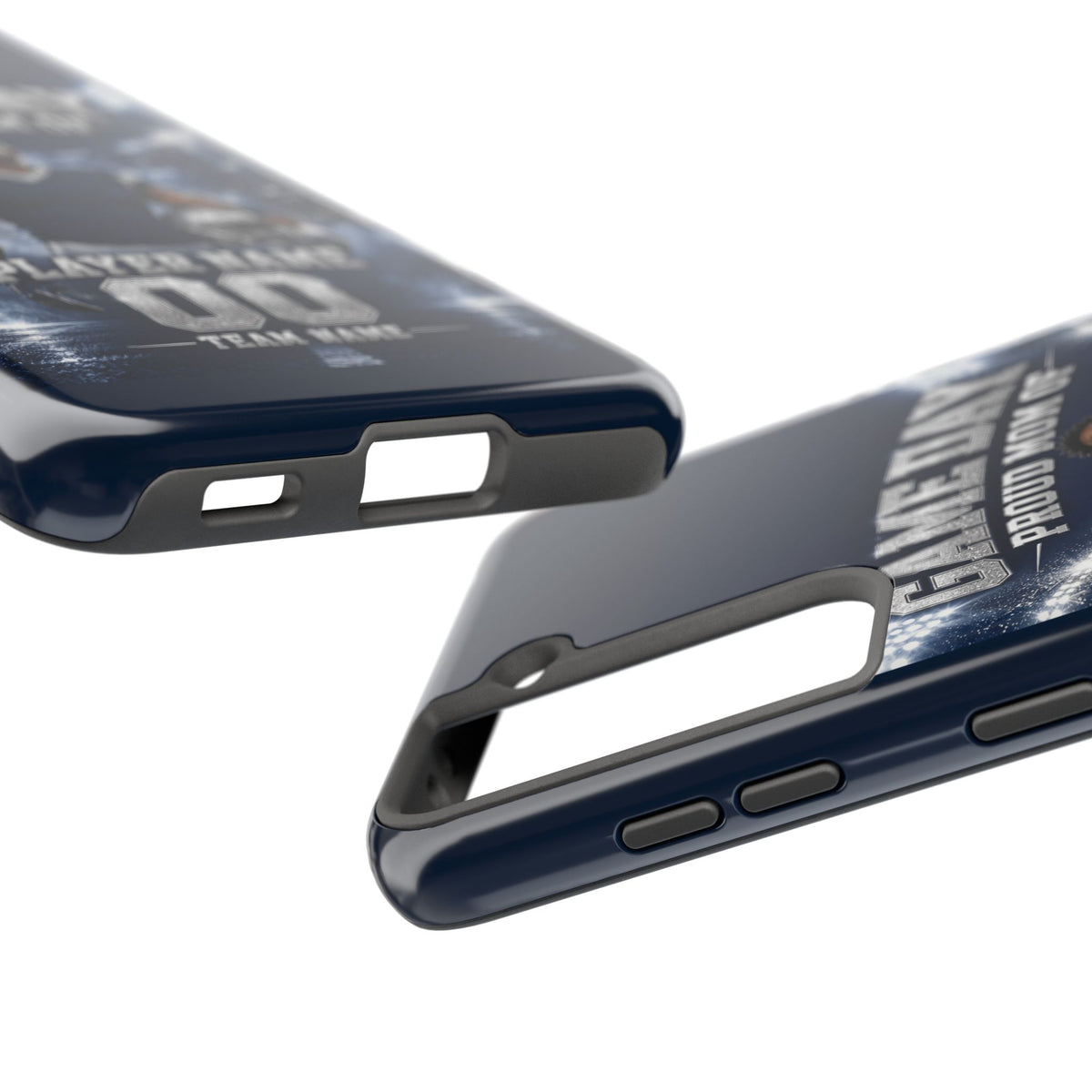 Personalized Game Day Proud Mom Photo Phone Case – Navy & Silver