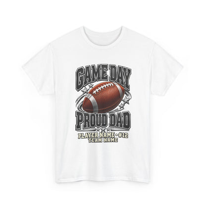 Personalized Game Day Proud Dad Shirt — Black Silver Football