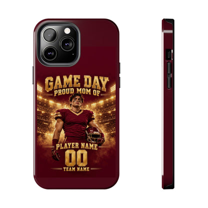 Personalized Game Day Proud Mom Photo Phone Case – Burgundy & Gold
