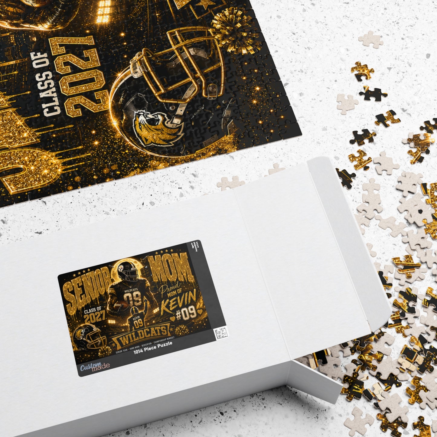 Personalized Senior Mom Football Puzzle, Custom Photo Player Gift, Class of 2027 Senior Night Gift, Football Mom Keepsake