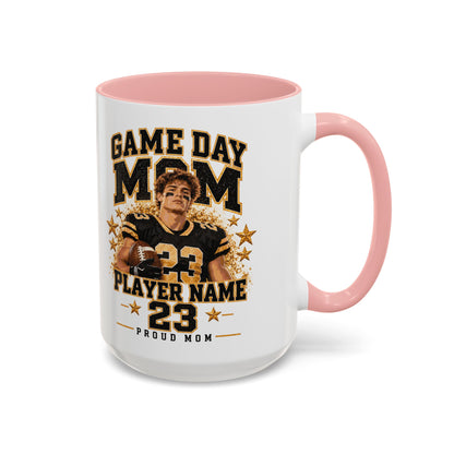 Personalized Game Day Mom Photo Mug – Custom Football Player Name & Number