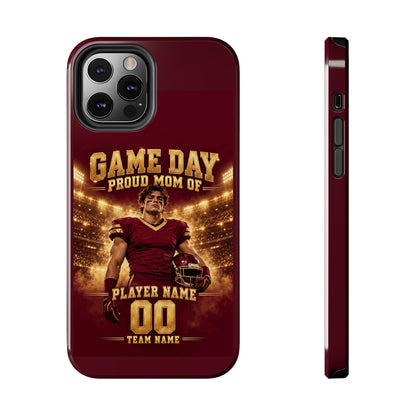 Personalized Game Day Proud Mom Photo Phone Case – Burgundy & Gold