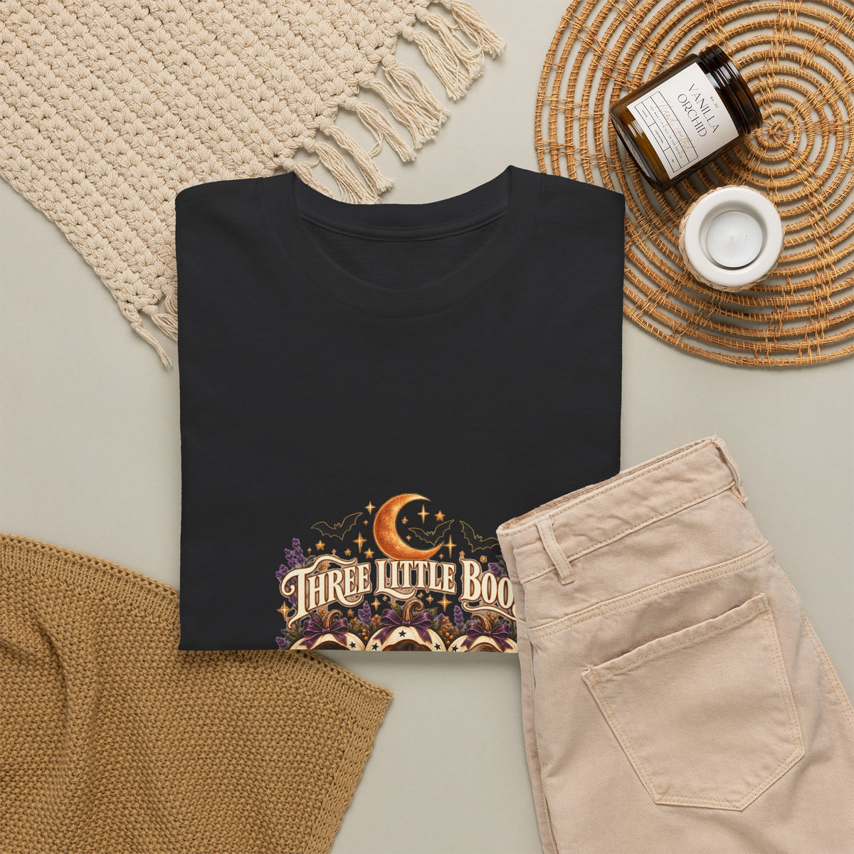 THREE LITTLE BOOS – Personalized Halloween Mom Photo T-Shirt – 3 Kids Photos & Names