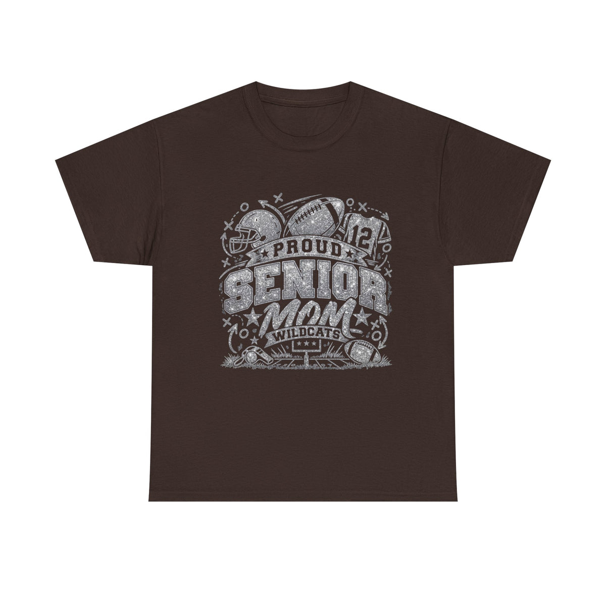 Personalized Senior Mom Football Shirt, Game Day Mom Tee, Custom Player Name Number, Front Back Shirt, Glitter Effect Football Mom