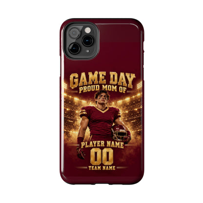 Personalized Game Day Proud Mom Photo Phone Case – Burgundy & Gold