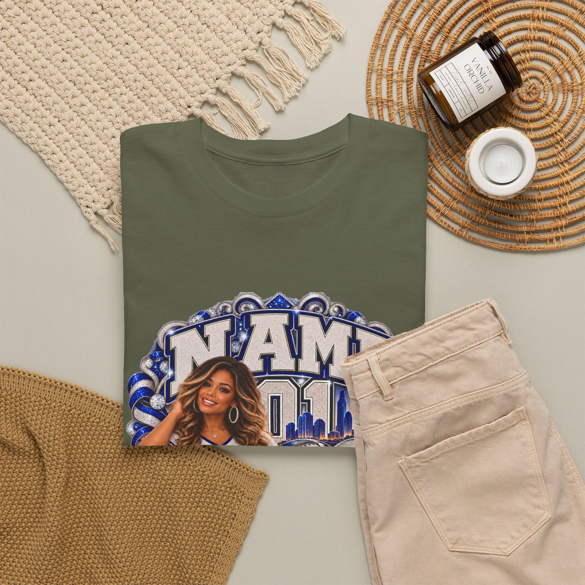 Personalized Football Mom Shirt – Custom Player Name, Number & Team Name – Lady Mascot Game Day Mom Tee – Glitter Effect
