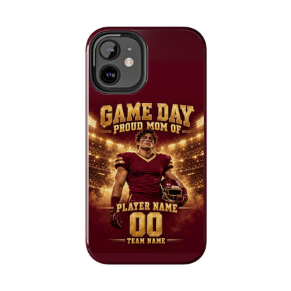 Personalized Game Day Proud Mom Photo Phone Case – Burgundy & Gold