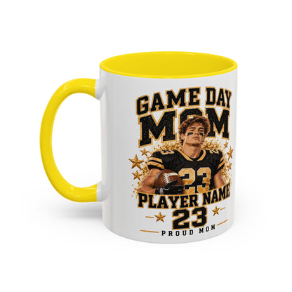 Personalized Game Day Mom Photo Mug – Custom Football Player Name & Number