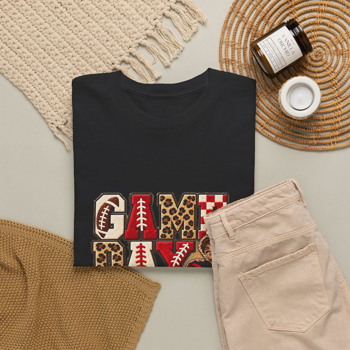 Personalized Game Day Football Mom Photo Shirt – Leopard Chenille Effect, Proud Mom of, Custom Player Name Team 2027