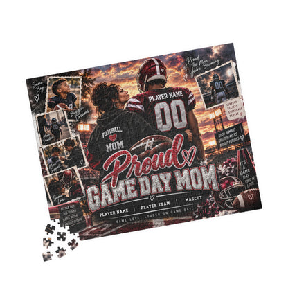 Personalized Football Mom Puzzle – Proud Game Day Mom Gift, Custom Player Name & Team, Mother Son Keepsake, Senior Night Gift 110 520 1014 pice