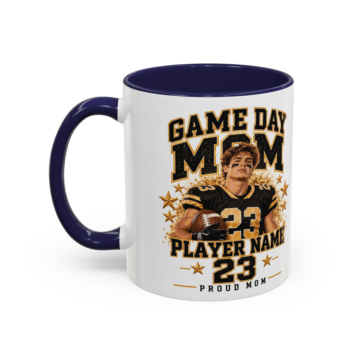 Personalized Game Day Mom Photo Mug – Custom Football Player Name & Number
