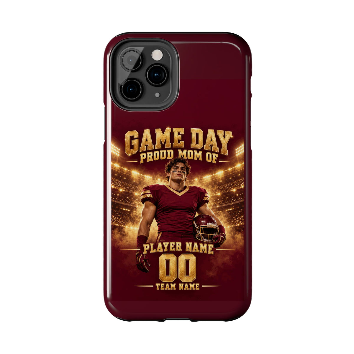 Personalized Game Day Proud Mom Photo Phone Case – Burgundy & Gold