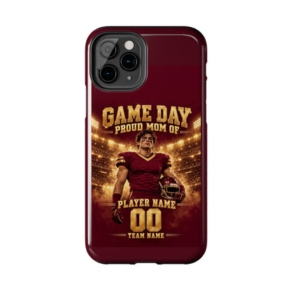 Personalized Game Day Proud Mom Photo Phone Case – Burgundy & Gold