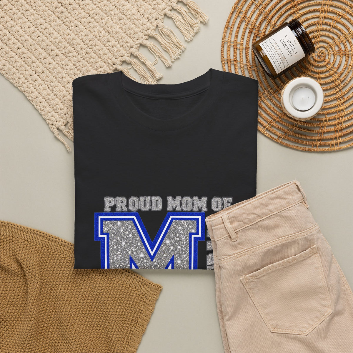 Personalized Football Mom Varsity Monogram Shirt – Proud Mom Of, Custom Player Name Team Number, Printed Glitter