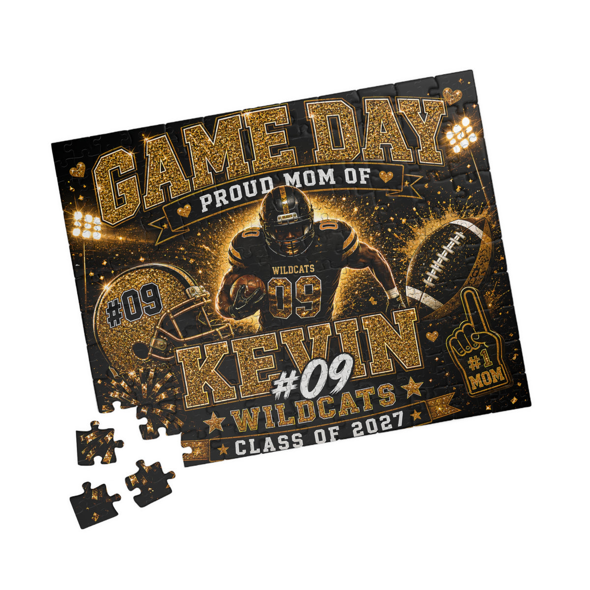Personalized Football Mom Puzzle, Game Day Senior Mom Gift, Custom Player Name Number Team, Class of 2027 Football Gift