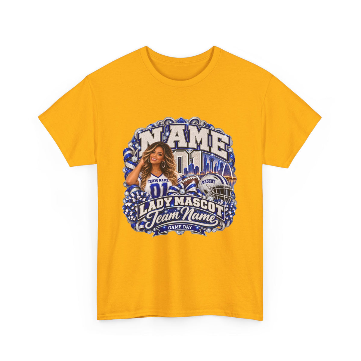 Personalized Football Mom Shirt – Custom Player Name, Number & Team Name – Lady Mascot Game Day Mom Tee – Glitter Effect